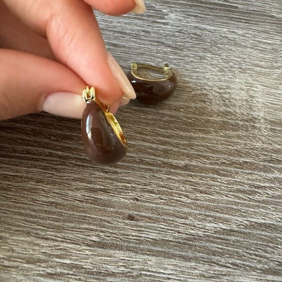 BrownâhoopâearringsâA1102 - Picture 4 of 4